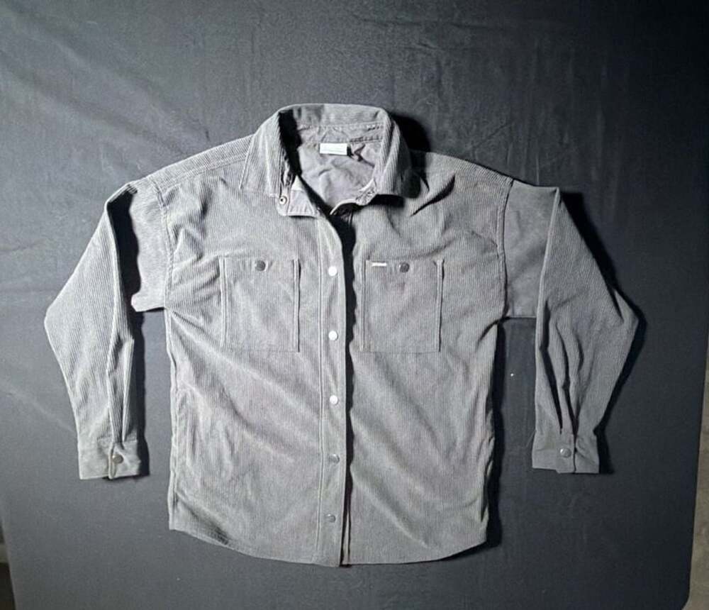 Columbia Corduroy Button Down Shirt Size S Gray Long Sleeve